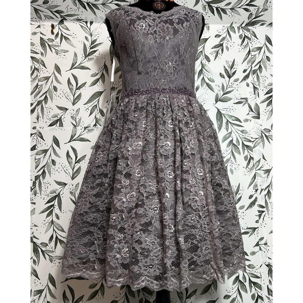 Diyouth Purple Prom Bridesmaid Wedding Dress Sz M Lace Cocktail Party beaded NWT
